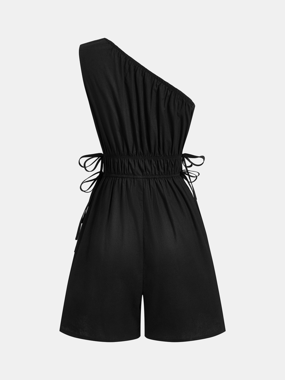 Commense One-Shoulder Cotton Tie-Side Smocked Romper - Picture 2 of 4